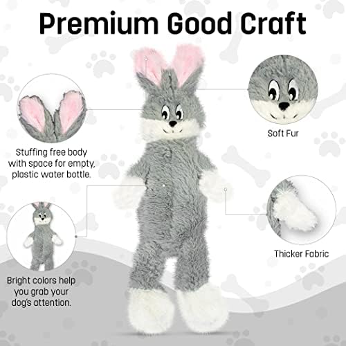 FGA MARKETPLACE Frog-Grey Rabbit-Duck Flat NO Stuffing NO Squeak Plush Dog Toy, Funny Style Will Entertain Your Pet for Hours, Recommended for Small and Medium Dog 21 INCH Long