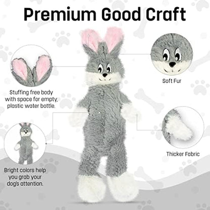 FGA MARKETPLACE Frog-Grey Rabbit-Duck Flat NO Stuffing NO Squeak Plush Dog Toy, Funny Style Will Entertain Your Pet for Hours, Recommended for Small and Medium Dog 21 INCH Long
