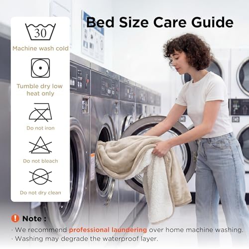 Bedsure Waterproof Blanket for Bed Soft Sherpa Fleece Throw,Twin 80"x60"