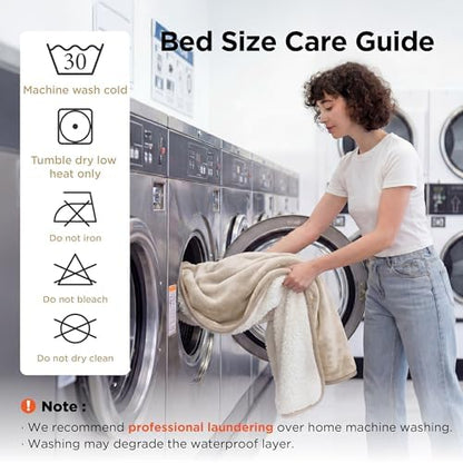 Bedsure Waterproof Blanket for Bed Soft Sherpa Fleece Throw,Twin 80"x60"