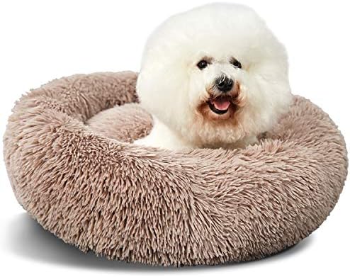 Washable Dog Round Bed - Medium Donut Dog Bed, Comfy Calming Cuddler