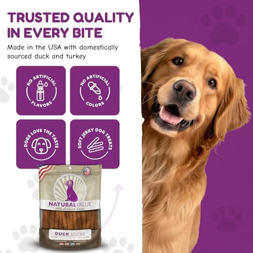 Loving Pets Natural Value Duck Sticks - Soft Jerky Dog Treats for Large & Small Breeds - Healthy Gluten, Wheat, Soy & Grain Free Pet Treats for Dogs