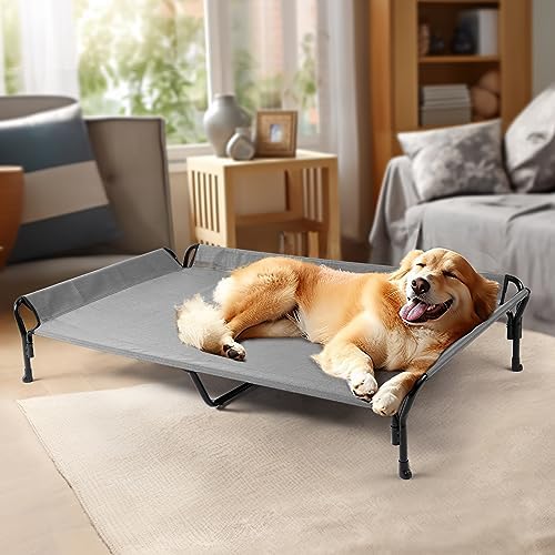 Veehoo Cooling Elevated Dog Bed, Raised Dog Cot with Guardrail & Headrest