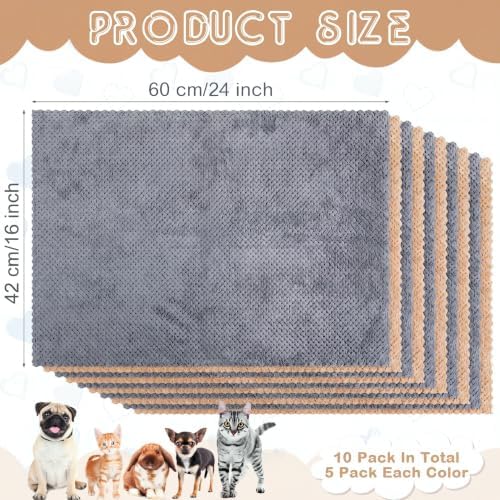VitalCozy 10Pcs Guinea Pig Cage Liner Washable, Grid, 18x24 Inch, Coffee