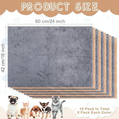 VitalCozy 10Pcs Guinea Pig Cage Liner Washable, Grid, 18x24 Inch, Coffee
