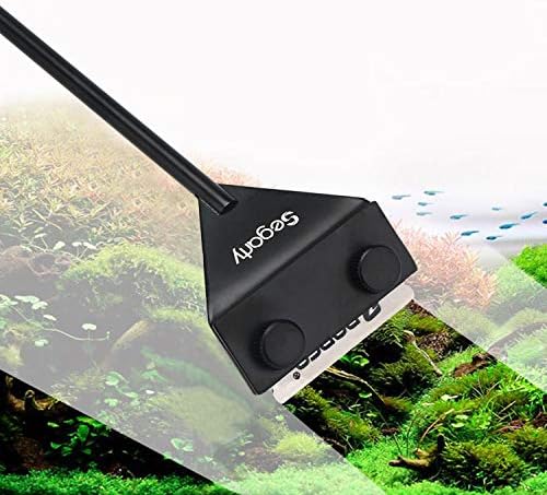 Segarty Aquarium Algae Scraper, 26.5" Stainless Steel Cleaner with 10 Replaceable Stainless Blades, Cleaning Razor for Removing Residue in Fish Plant Glass Tank