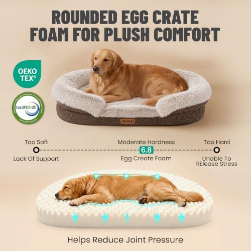 Miorun Fluffy Orthopedic Dog Beds Large Sized Dog, 48" Bolster Sofa Bed