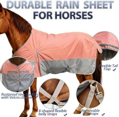 1200D Horse Blanket,Turnout Rain Sheet(No Fill),Coral Pink 81''