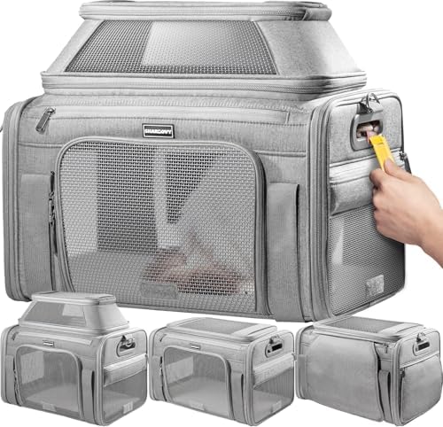 Top-Expandable Pet Carrier with Treat Pet Window,18x13x9.5 Airline Approved