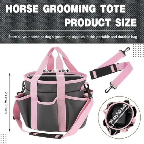 Abbylike Grooming Tote,Stylish,10.63 x 10.63 x 9.45 Inch,Grey and Pink