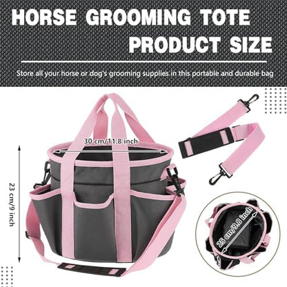 Abbylike Grooming Tote,Stylish,10.63 x 10.63 x 9.45 Inch,Grey and Pink