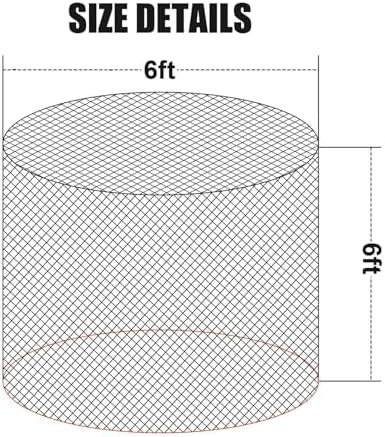 6 * 6ft Completely Upgraded Bolded Round Bale Hay Net for Horses&Livestock, Large Heavy Duty Round Bale Hay Net, 12-Strand Knotless Slow Feeder Hay Net with 2.2inches Holes