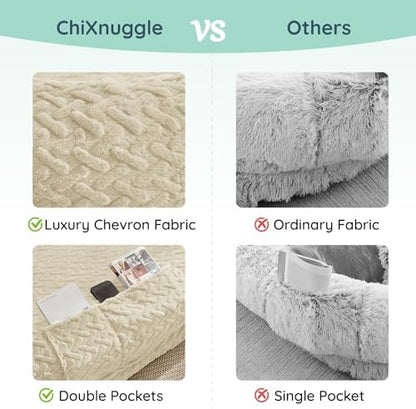 ChiXnuggle Orthopedic Human Dog Bed,with Faux Fur Washable Cover,Blanket