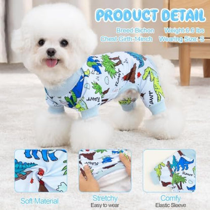 XPUDAC 4 Pack Dog Pajamas for Small Medium Sized Doggie Comfy Strechy Dog Pjs for Boy Puppy Clothes Cat Onesies Pet Outfits, XXS