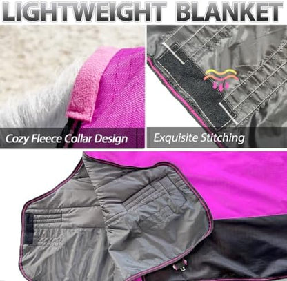 1200D Horse Blanket,Turnout Rain Sheet(No Fill),Hot Pink 78''