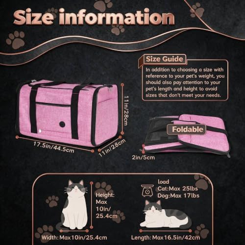 YUDODO 25lbs Cat Carrier Lightproof Soft Sided Pet Carrier for Large Cat