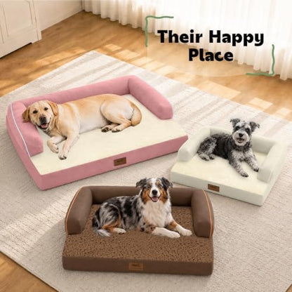 MEKIY Orthopedic Waterproof Jumbo Dog Bed with Bolster for Extra Large Dogs