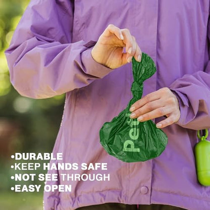 Generic Dog Poop Bags Rolls: Biodegradable with Lavender Scent, 270 Count, Includes Dispenser, Leak-Proof, for Small and Large Dogs, Forest green