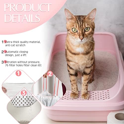 Jutom 42 Count Jumbo Sifting Cat Litter Box Liners with Holes 36''x18''