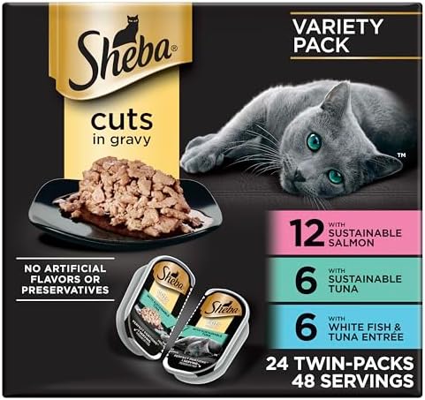 Sheba Perfect Portions Cuts Wet Cat Food, Seafood Multipack, 2.6 oz, 24 ct