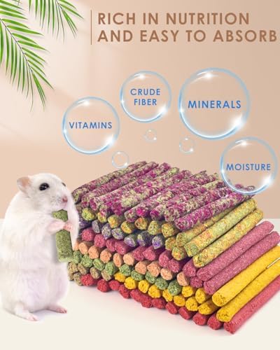 Bissap 108PCS Rabbit Chew Sticks, Natural Molar Treats for Small Animal