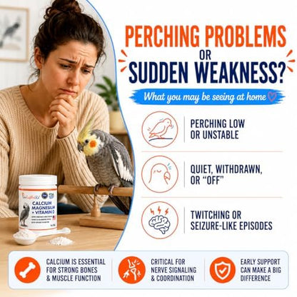 UnRuffledRx™ Bird Calcium Plus with Magnesium and D3, Dissolves Clear and Tasteless in Water, Supports Bone, Muscle, Feather and Egg Health, 45 Servings, Made in FDA-Registered USA Facility