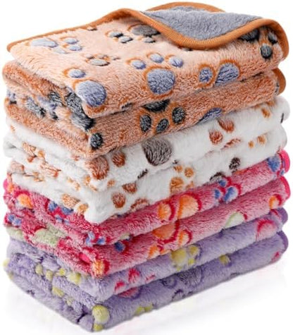 Reginary 4 Pcs Guinea Pig Fleece Cage Liners, Paw Print, 18 x 13 Inch