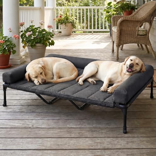 Veehoo Outdoor Elevated Dog Bed with Waterproof Bolster Cushion, Cooling