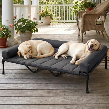 Veehoo Outdoor Elevated Dog Bed with Waterproof Bolster Cushion, Cooling