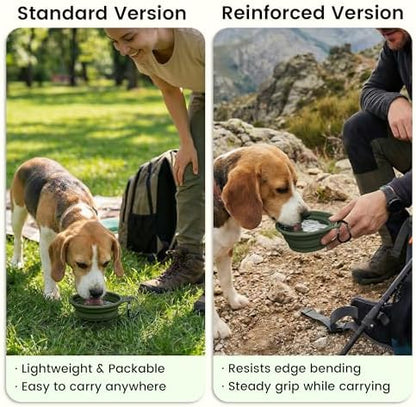OHMO Small Collapsible Dog Bowls, Steel Rim, 12oz, 2pcs, Camo&Sage Green