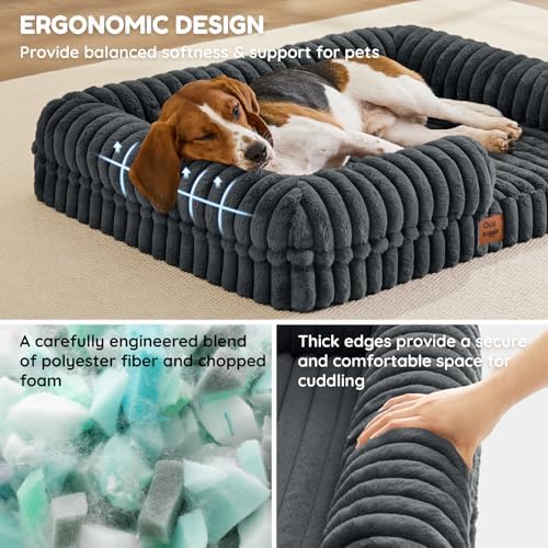 ChiXnuggle Faux Fur Orthopedic Dog Bolster Bed, Waterproof Washable Cover