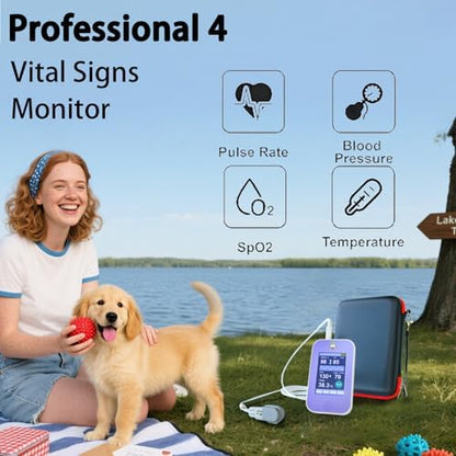 Veterinary Monitor, Rechargeable Built-in Lithium Battery,LCD Touch Screen, Blood Pressure, SpO2, Pulse Rate & Temperature Monitoring for Dogs and Cats