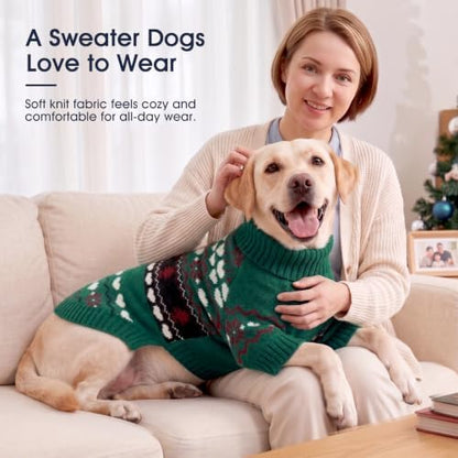IECOii Dog Sweater for Small & Medium Dogs, Warm Christmas Dog Turtleneck,L