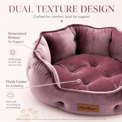 Dusty Rose Cat Bed for Indoor Cats, Removable Cushion Bed