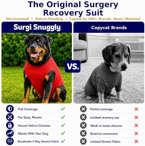 Surgi Snuggly Dog Surgery Recovery Suit, Cone Alternative, Spay/Neuter 2XLS