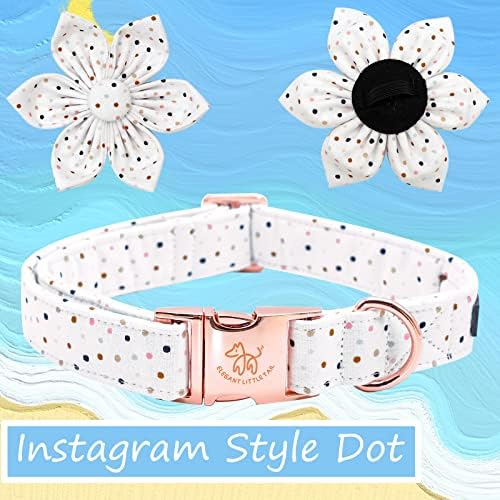 Elegant little tail Dog Collar, Dog Collar with Flower, Boy Girl Dot Cute Pet Collar Flower Dog Collars Adjustable Dog Collar for Large Dogs