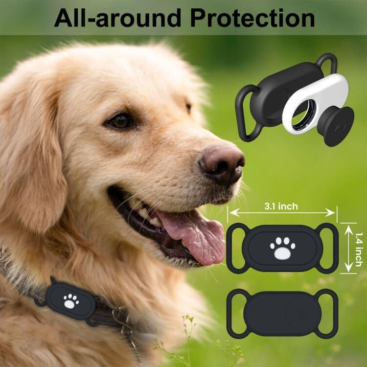 for Samsung Galaxy SmartTag2 Dog Collar Holder, 2 Pack Waterproof Anti-Lost Silicone Case for Galaxy Smart Tag 2 for Pet Dog Cat Collars (Black/Black)