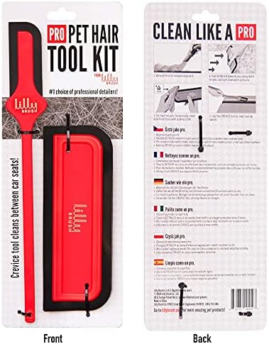 Lilly Brush Pro Pet Hair Removal Tool Kit | Pet Hair Brush Remover for Couch, Auto Interior Detailing Kit, Cat and Dog Hair Remover Brush, Cat Fur Remover