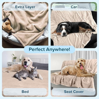 PETMAKER Dog Blanket, Tan, 80” x 100”