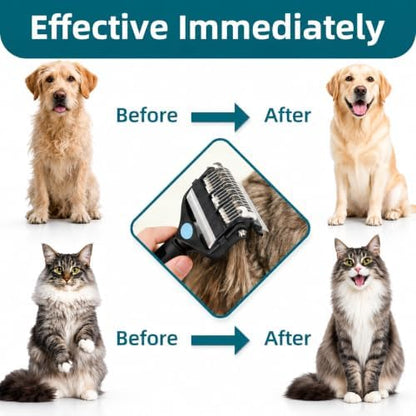 3-IN-1 Pet Grooming Tool - Undercoat Rake, Dematting Comb & Deshedding Brush for Cats, Dogs, Horses - Removes Mats, Tangles & Loose Fur, Reduces Shedding & Prevents Hair Mess (Blue)