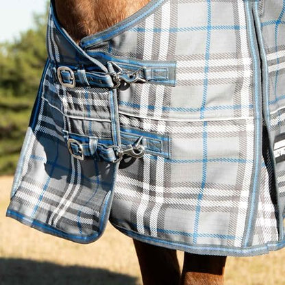 Jeffers Poplar Head Refuge 1200D, Hamilton Blue & Slate Plaid, 78" - Turnout Blanket, Waterproof, 240g Polyfill, Adjustable Chest, Belly Surcingles, Hind Leg Straps, Tail Flap, Horse Blanket
