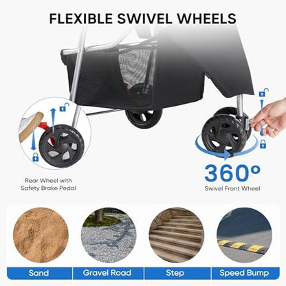 NEWBULIG Foldable 3 Wheel Pet Stroller for Dogs and Cats