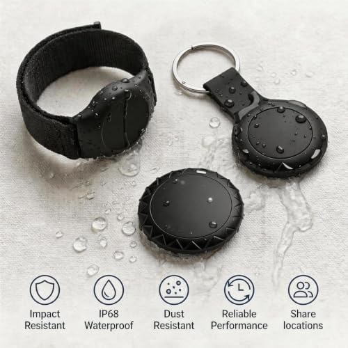 GPS Tracker for Elderly People, Real-Time GPS Tracking Device for Kids, Wearable Wristband & Keychain Design, No Monthly Fee/No SIM Card,for iOS Find My（A-MFi Certified） Long STBY,IP68 WP,Lightweight