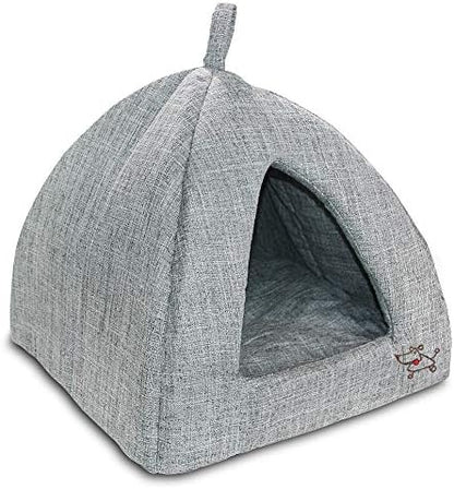 Pet Tent-Soft Bed for Dog and Cat by Best Pet Supplies - Gray Linen, 16" x 16" x H:14"