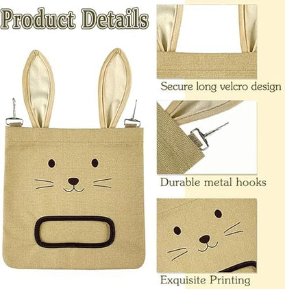 Rabbit Hay Feeder Bag - Hanging Rabbit Hay Feeder for Rabbits, Guinea Pigs and Chinchillas, Moss and Alfalfa Hay (Black)
