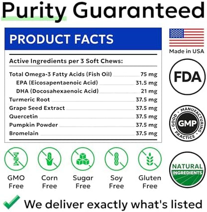 Dog Allergy Relief Chews - Skin Health & Anti-Itch Supplement with Omega-3