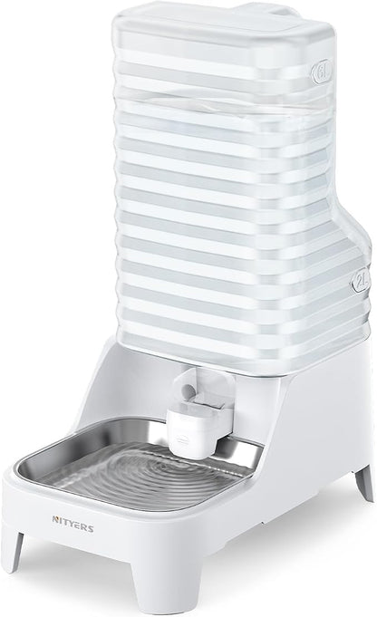 Automatic Dog Water Bowl Dispenser with Patented Faucet - 6L Large Gravity Cat Water Dispenser with Handle, Filter & Adjustable Base, Wide Mouth for Easy Clean, BPA-Free, Stainless Steel Pet Waterer