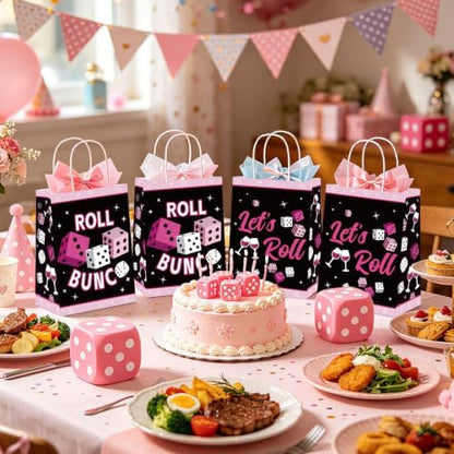 Greencian 16Pcs Dice Game Party Favor Bags Pink Black Goodie Bags