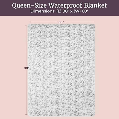 Lavish Home Waterproof Blanket for Bed, Couch, Car, Snow Leopard, 60”x80”