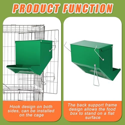 Maxcheck 2 Pcs Rabbit Feeder for Cages, 7.7 Inches, Mesh Bottom, Green